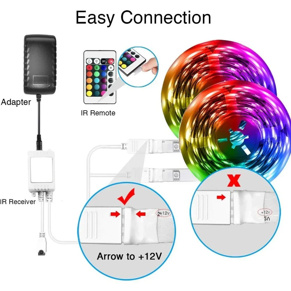 2 Rolls of 50ft Led Strip Smart 5050 RGB Color Change Music Light for Bedroom
